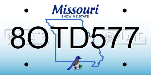 8OTD577 Missouri License Plate