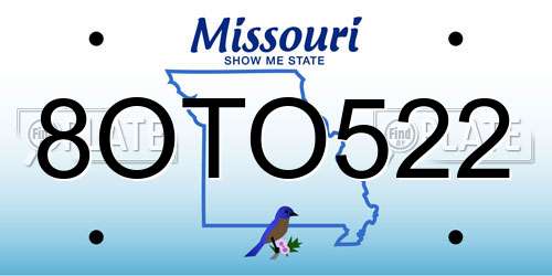 8OTO522 Missouri License Plate
