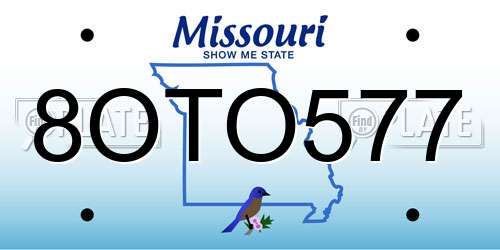 8OTO577 Missouri License Plate