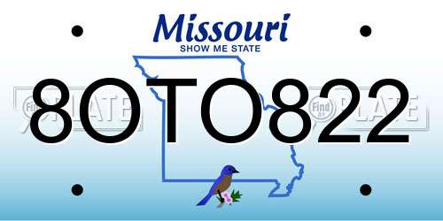 8OTO822 Missouri License Plate