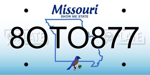 8OTO877 Missouri License Plate