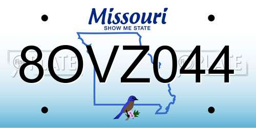 8OVZ044 Missouri License Plate