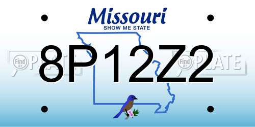 8P12Z2 Missouri License Plate