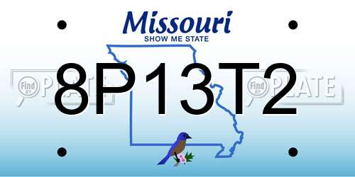 8P13T2 Missouri License Plate