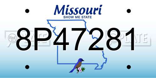 8P47281 Missouri License Plate