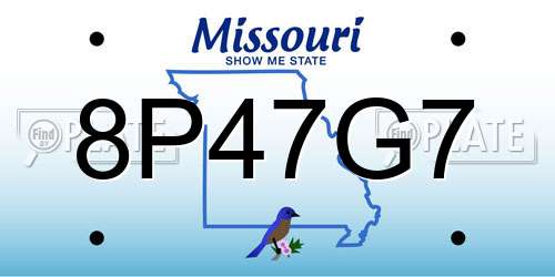 8P47G7 Missouri License Plate