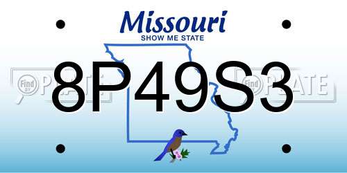8P49S3 Missouri License Plate