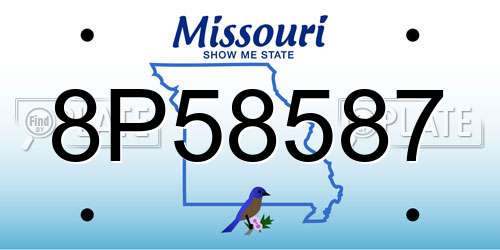 8P58587 Missouri License Plate