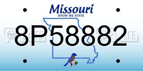 8P58882 Missouri License Plate