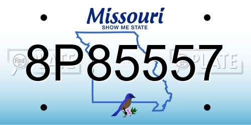 8P85557 Missouri License Plate