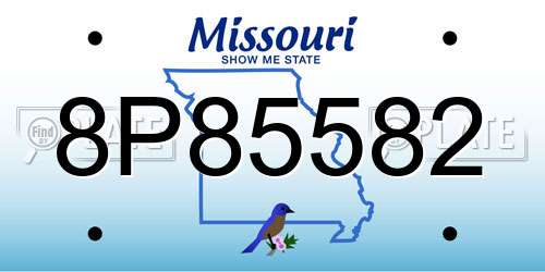 8P85582 Missouri License Plate