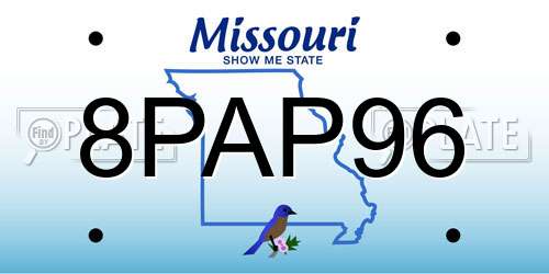 8PAP96 Missouri License Plate