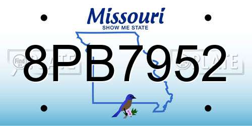 8PB7952 Missouri License Plate
