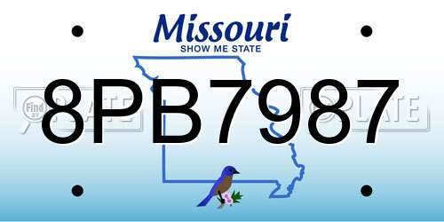 8PB7987 Missouri License Plate