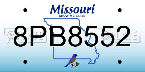 8PB8552 Missouri License Plate