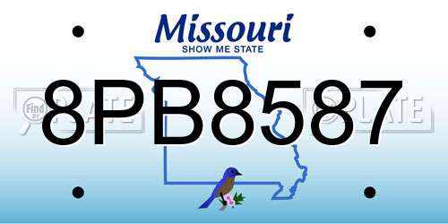 8PB8587 Missouri License Plate