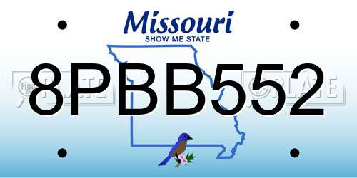 8PBB552 Missouri License Plate