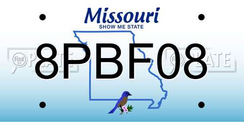8PBF08 Missouri License Plate