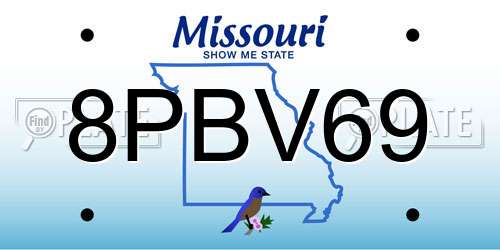 8PBV69 Missouri License Plate