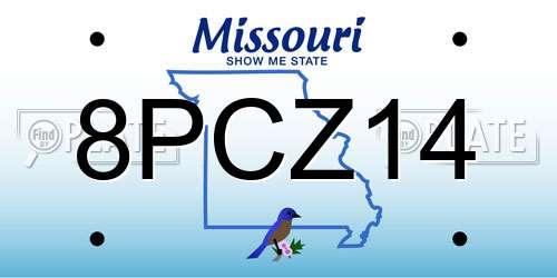 8PCZ14 Missouri License Plate