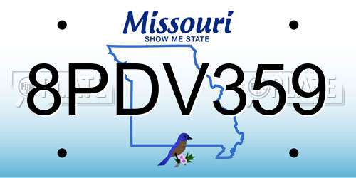 8PDV359 Missouri License Plate