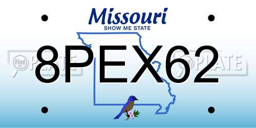 8PEX62 Missouri License Plate