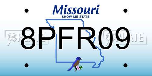 8PFR09 Missouri License Plate