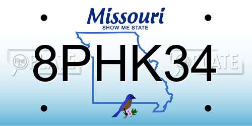 8PHK34 Missouri License Plate