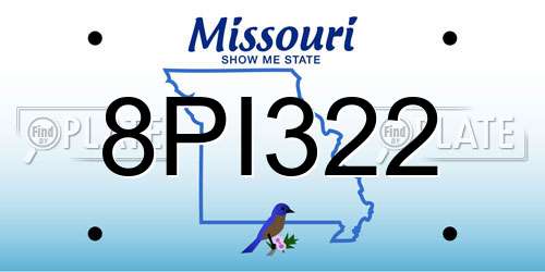 8PI322 Missouri License Plate
