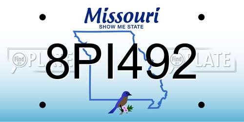 8PI492 Missouri License Plate