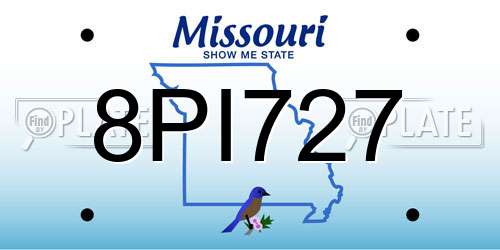 8PI727 Missouri License Plate