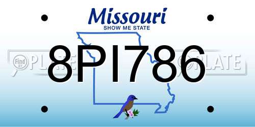 8PI786 Missouri License Plate