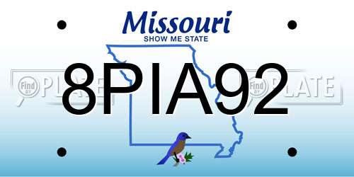 8PIA92 Missouri License Plate