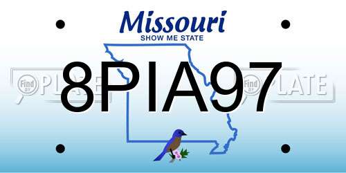 8PIA97 Missouri License Plate