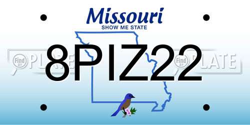 8PIZ22 Missouri License Plate