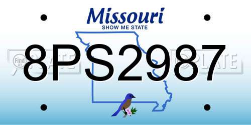 8PS2987 Missouri License Plate