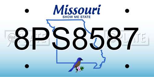 8PS8587 Missouri License Plate
