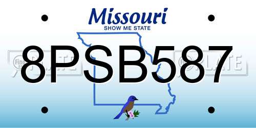 8PSB587 Missouri License Plate
