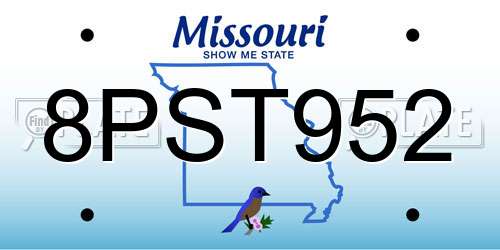 8PST952 Missouri License Plate