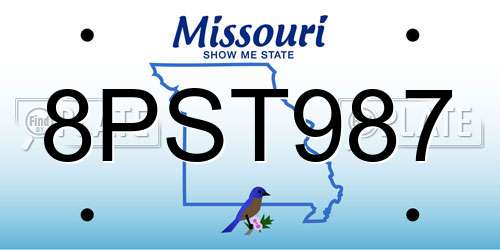 8PST987 Missouri License Plate
