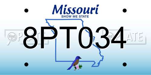 8PT034 Missouri License Plate