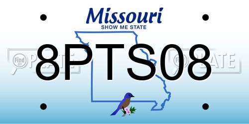 8PTS08 Missouri License Plate