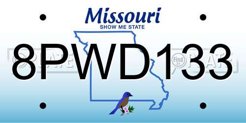8PWD133 Missouri License Plate