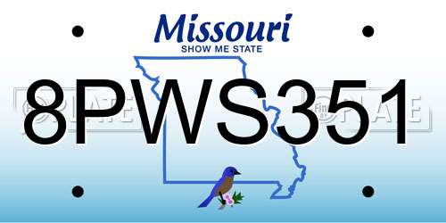 8PWS351 Missouri License Plate