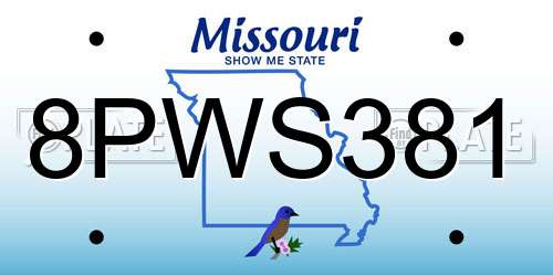 8PWS381 Missouri License Plate