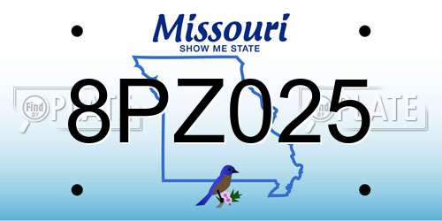 8PZ025 Missouri License Plate