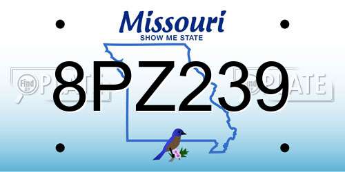 8PZ239 Missouri License Plate