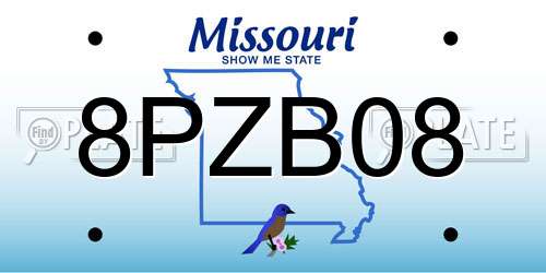 8PZB08 Missouri License Plate