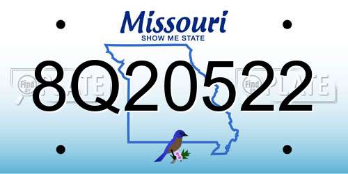 8Q20522 Missouri License Plate