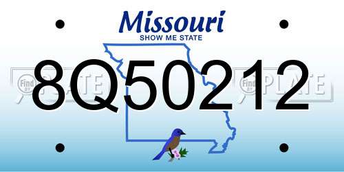 8Q50212 Missouri License Plate